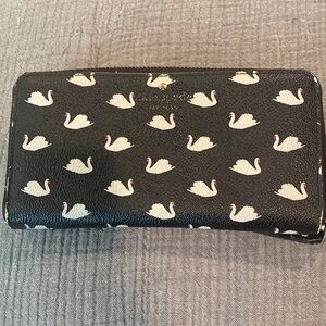 Kate Spade Zip Around Large Continental Wallet in swan print